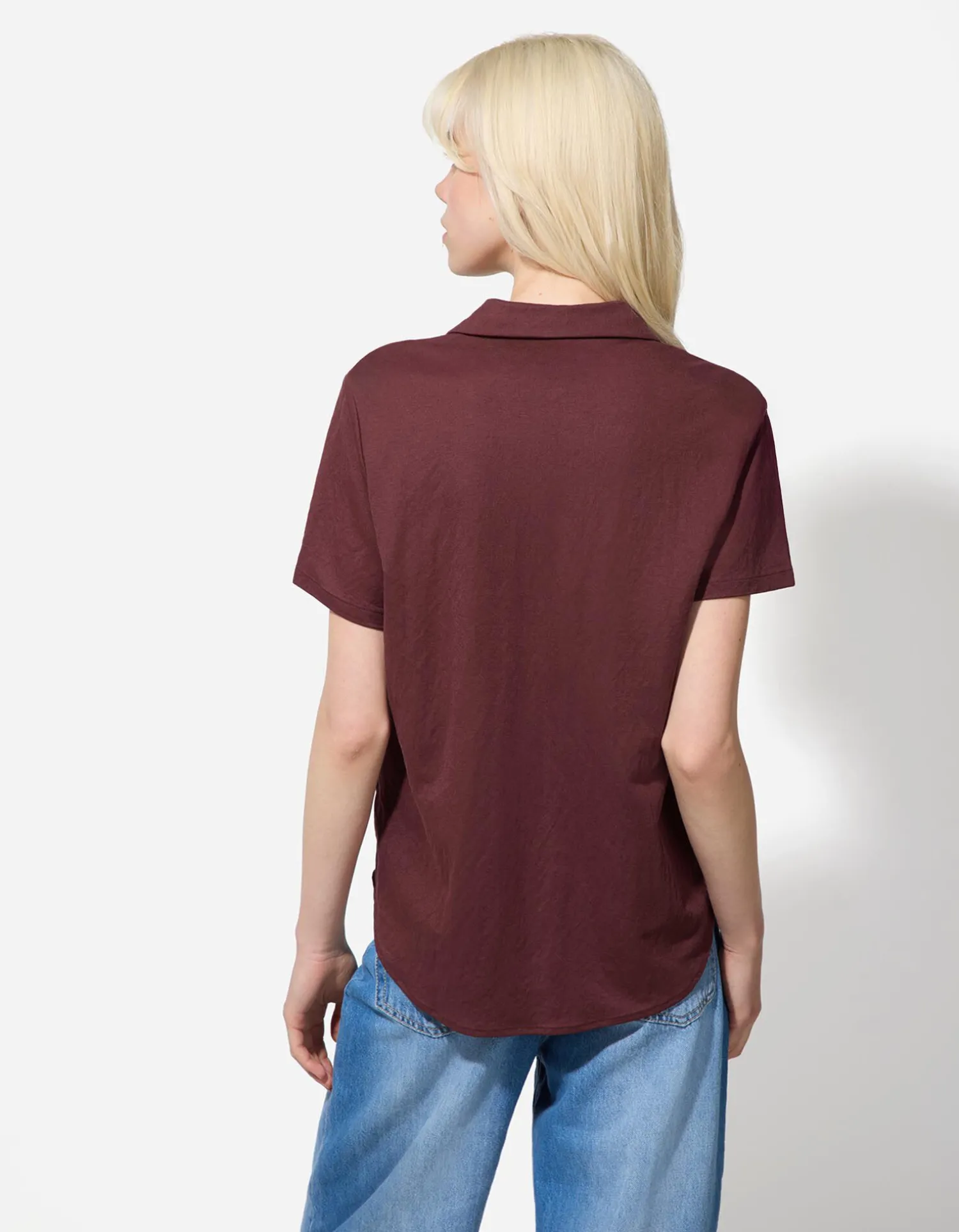 Page One Blouse - Effen - donkerrood Hot