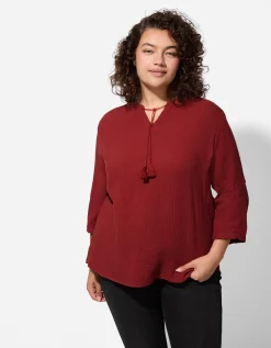 Maxi Blue Blouse - Katoen - donkerrood Sale