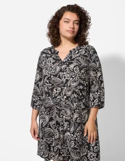 Maxi Blue Blouse - Motief all-over - zwart Hot