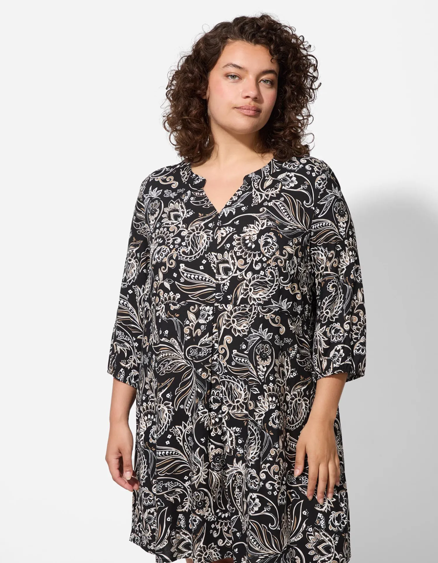 Maxi Blue Blouse - Motief all-over - zwart Hot