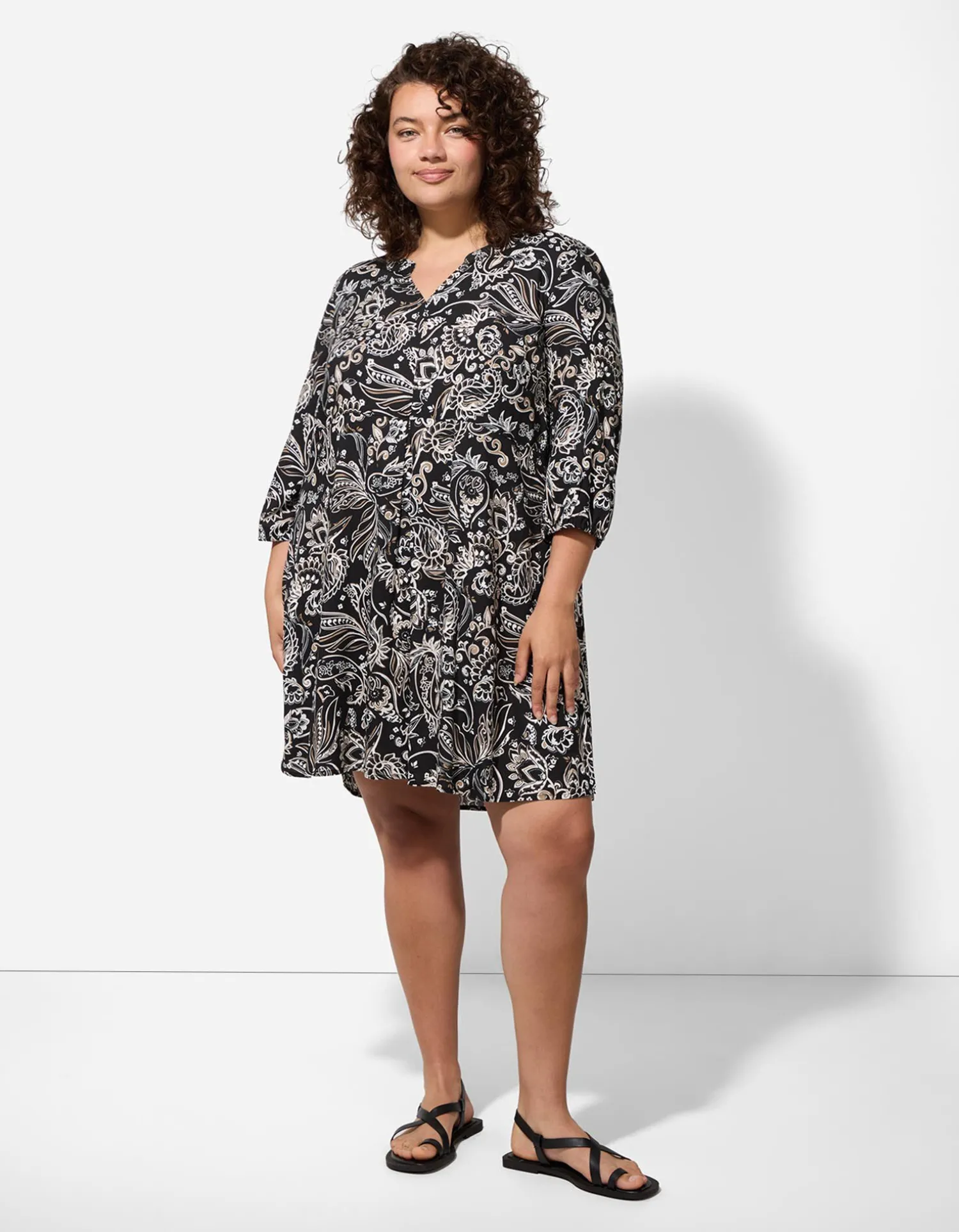 Maxi Blue Blouse - Motief all-over - zwart Hot