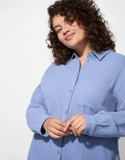 Maxi Blue Blouse - Overhemd kraag - blauw Sale