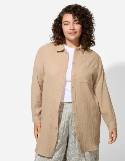 Maxi Blue Blouse - Overhemd kraag - beige New