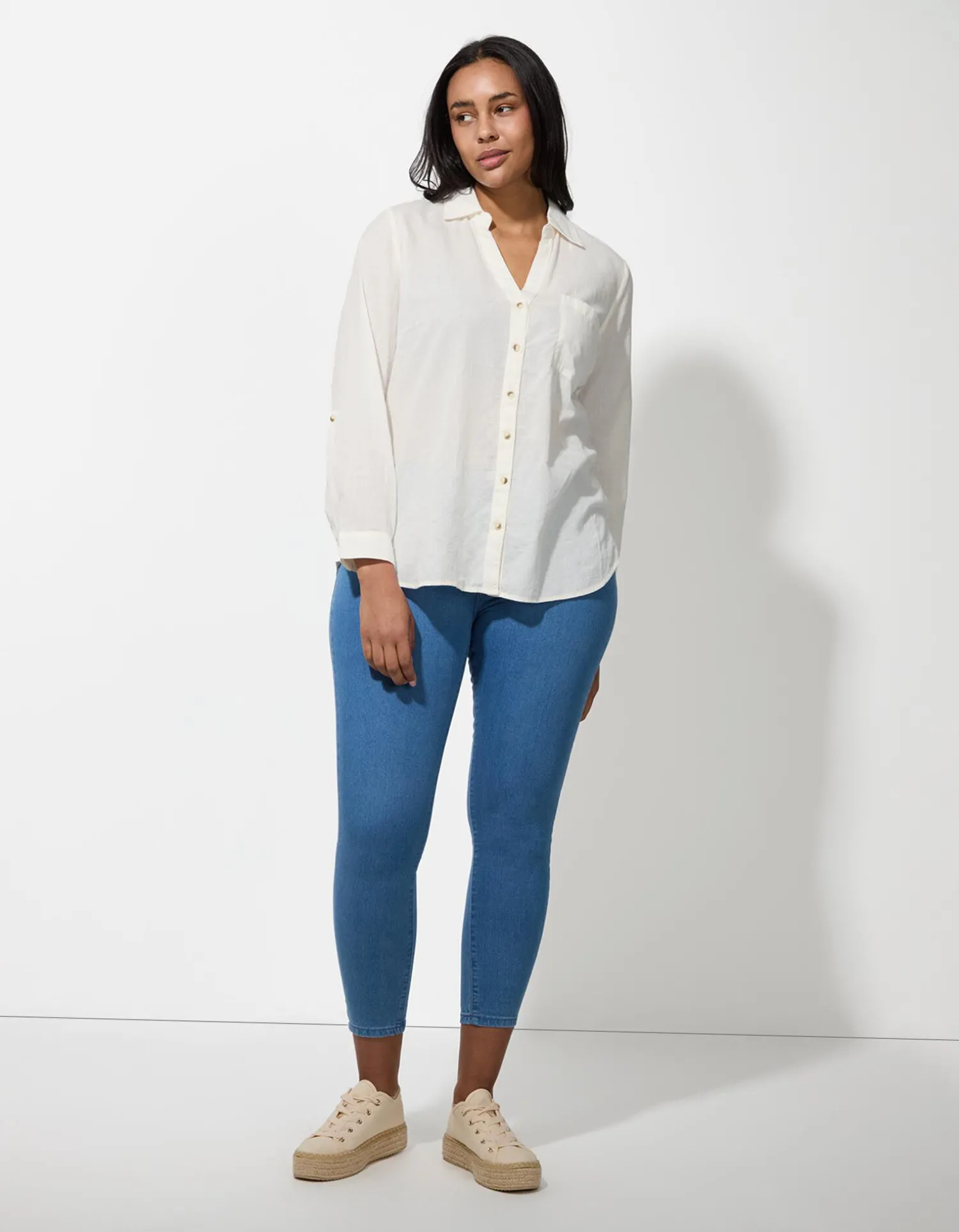 Maxi Blue Blouse - Overhemd kraag - wit Best