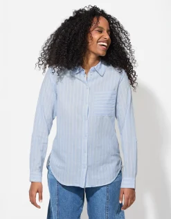 Ever Me Blouse - Strepen - lichtblauw Sale