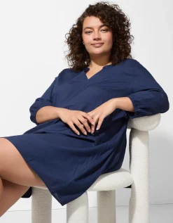 Maxi Blue Blousejurk - Viscose - donkerblauw Sale
