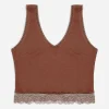 Takko Cropped top - Met kant - lichtbruin Best