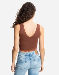 Takko Cropped top - Met kant - lichtbruin Best