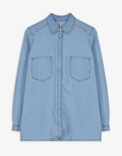 Maxi Blue Denim overhemd - Knoopsluiting - lichtblauw Sale