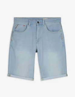 Jean Pascale Denim short - Vaste pijpomslag - lichtblauw Outlet