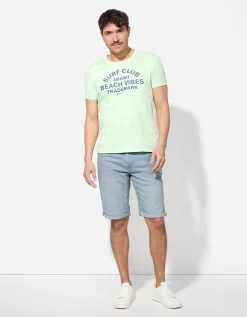 Jean Pascale Denim short - Vaste pijpomslag - lichtblauw Outlet