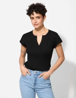 Ever Me Gebreid overhemd - Viscosemix - zwart New