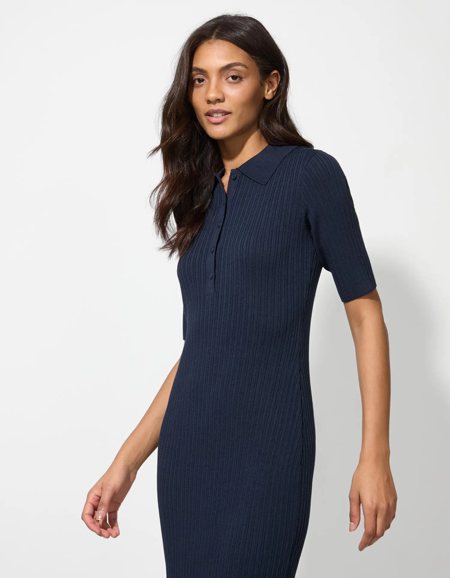 Page One Gebreide jurk - Geribde structuur - donkerblauw Fashion