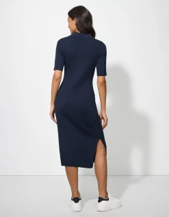 Page One Gebreide jurk - Geribde structuur - donkerblauw Fashion