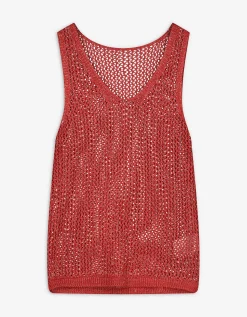 Page One Gebreide top - Lurex - donkerrood Outlet