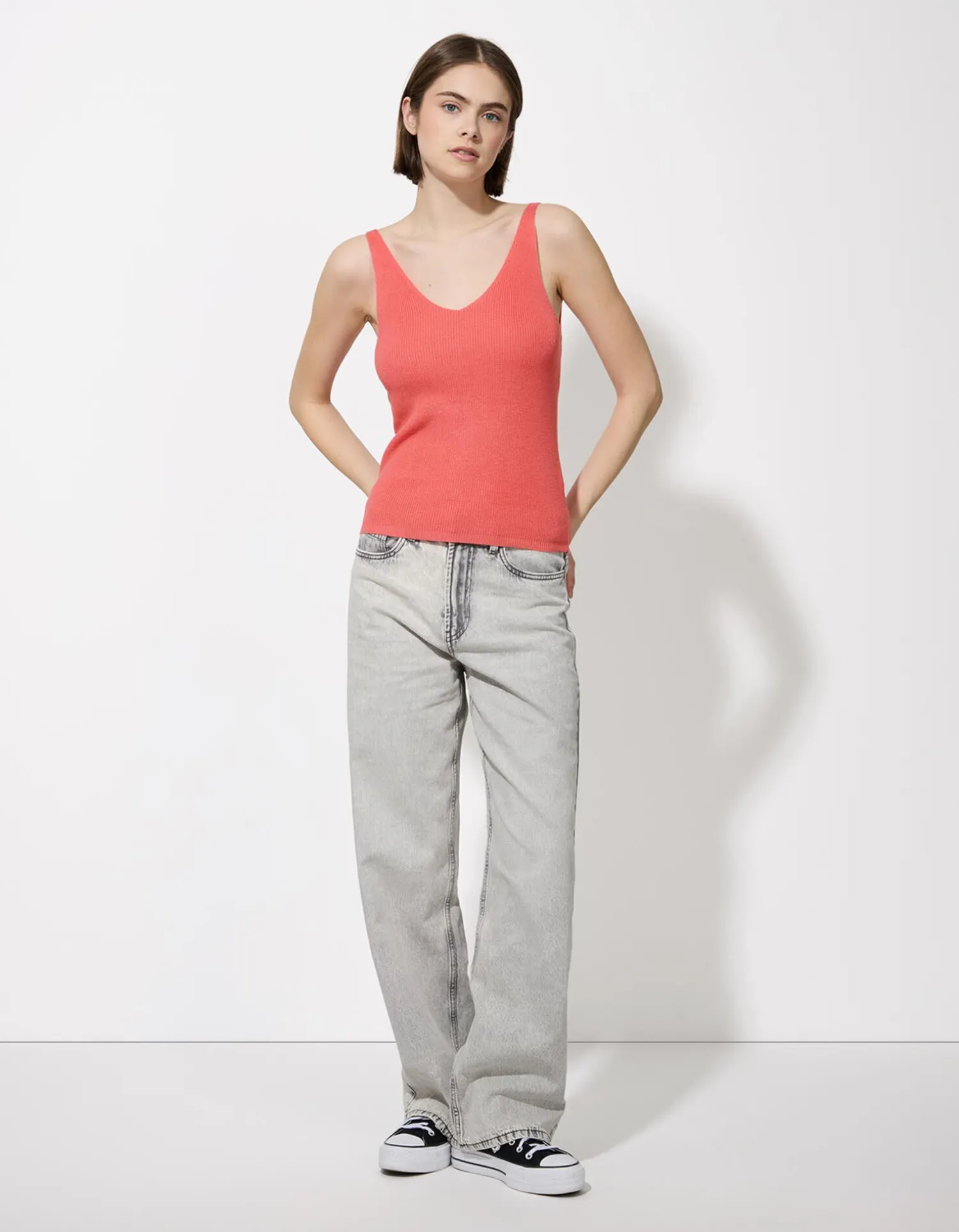 Ever Me Gebreide top - V-hals - lichtrood Sale