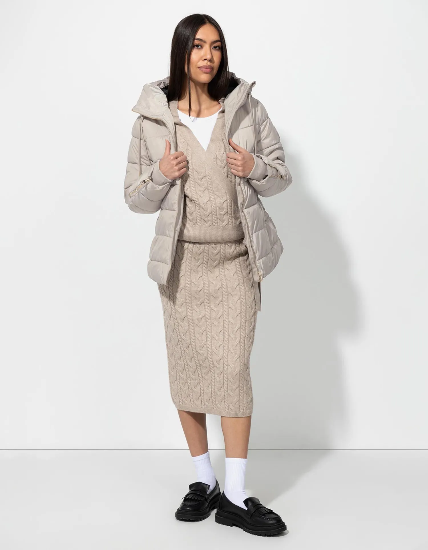 Takko Gewatteerde jas - Tunnelkoord in de zoom - beige Fashion