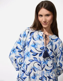 Ever Me Jurk - Motief all-over - donkerblauw Clearance