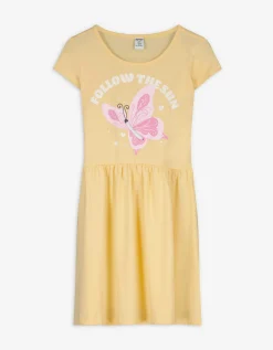 Dopodopo girls Jurk - Print - lichtgeel Clearance