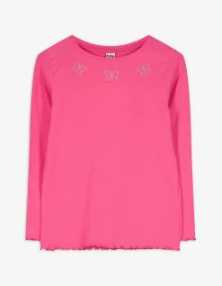 Dopodopo girls Longsleeve - Geribde structuur - pink Hot