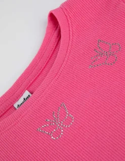 Dopodopo girls Longsleeve - Geribde structuur - pink Hot