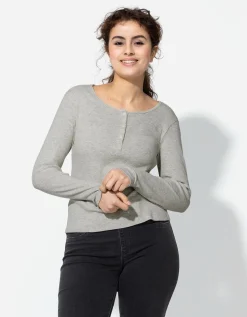 Ever Me Longsleeve - Knoopsluiting - lichtgrijs Fashion
