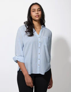 Maxi Blue Overhemdblouse - Katoen - lichtblauw Hot