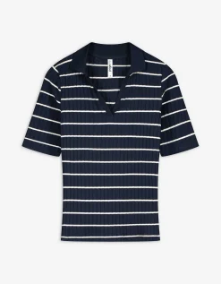 Page One Poloshirt - Strepen - donkerblauw New