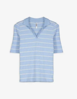 Page One Poloshirt - Strepen - lichtblauw Sale
