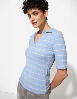 Page One Poloshirt - Strepen - lichtblauw Sale