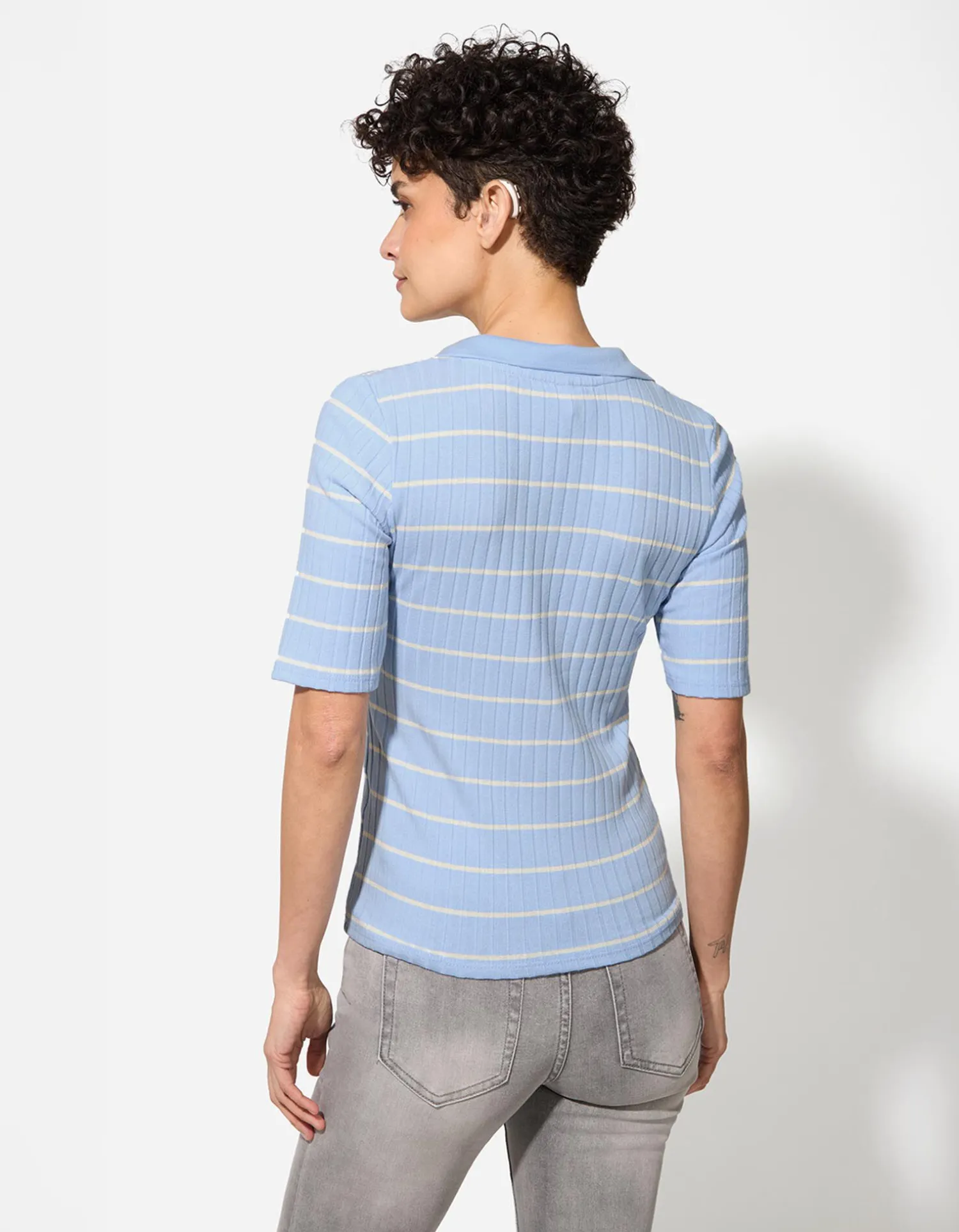 Page One Poloshirt - Strepen - lichtblauw Sale