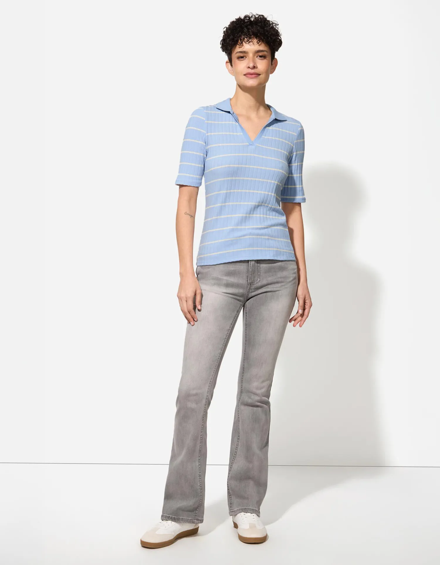 Page One Poloshirt - Strepen - lichtblauw Sale