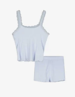 Flame Pyjama set van shirt en broek - Effen - lichtblauw Hot