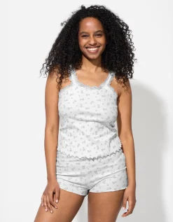 Flame Pyjama set van shirt en broek - Print all-over - wit New