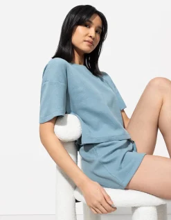 Flame Pyjama set van shirt en shorts - Koord - turkoois Clearance