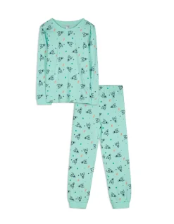 Dopodopo boys Pyjamaset bestaande uit shirt met lange mouwen en broek - Motiefmix - turkoois Fashion