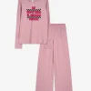 Page One Young Pyjamaset bestaande uit shirt met lange mouwen en broek - Print - pink Clearance