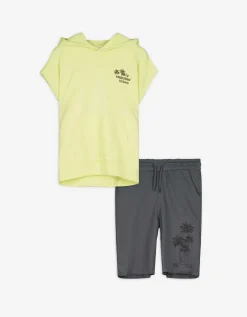 Chapter Young Set van shirt en shorts - Print op rug - lichtgeel Hot