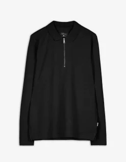 Jean Pascale Shirt met lange mouwen - Ritssluiting - zwart Clearance