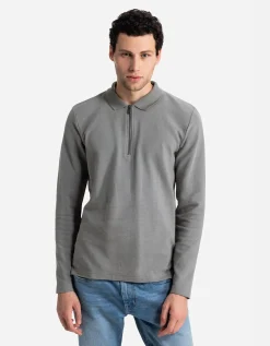 Jean Pascale Shirt met lange mouwen - Ritssluiting - groen Clearance
