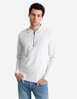 Jean Pascale Shirt met lange mouwen - Ritssluiting - wit Clearance