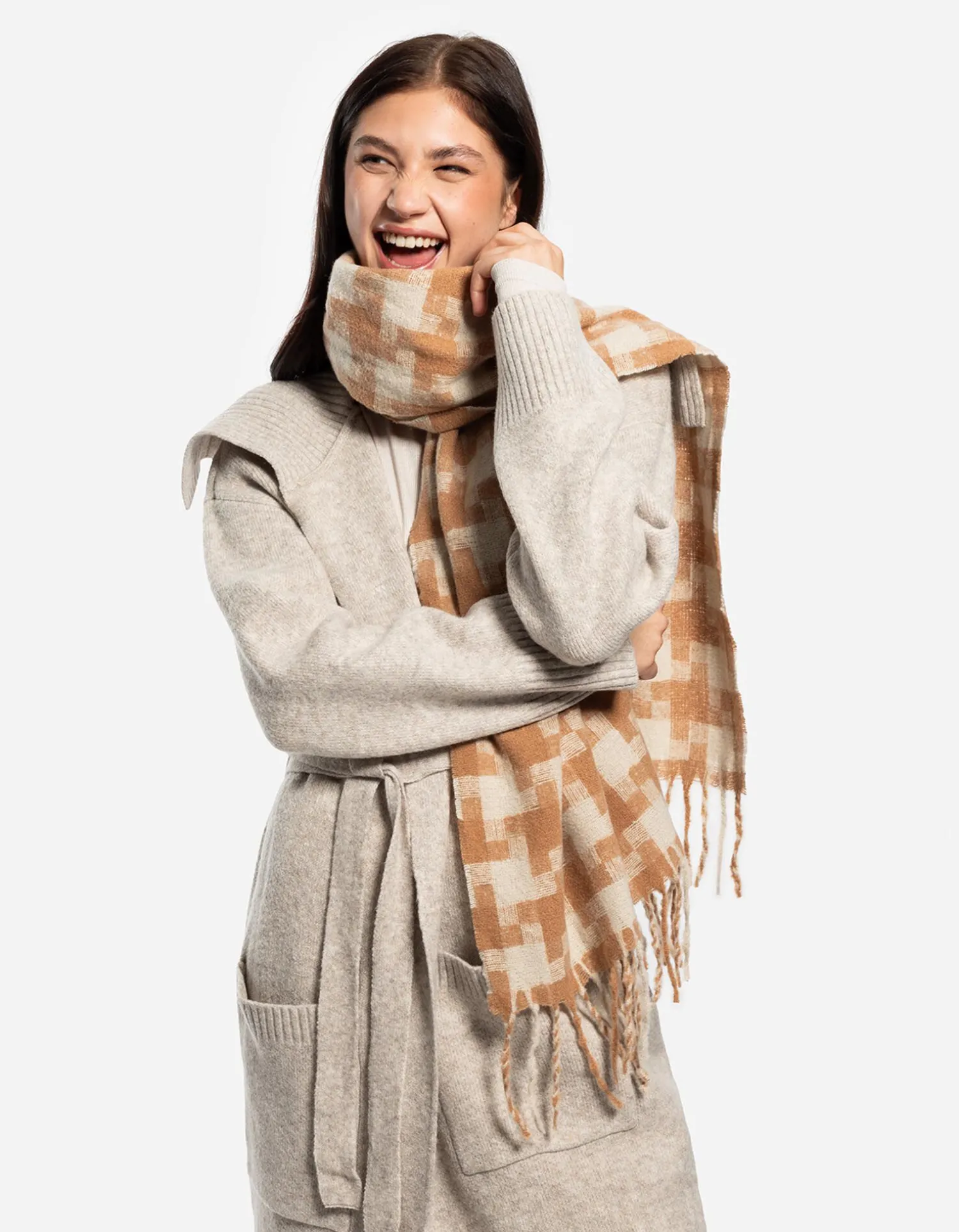 Accessories Sjaal - Franjes aan de zomen - beige New