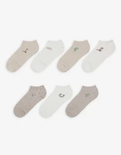 women Sneakersokken - Set van 7 wit Fashion