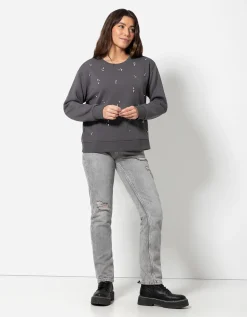 Page One Sweatshirt - Siersteentjes - donkergrijs Online