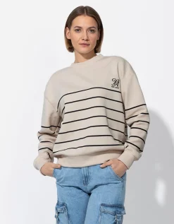 Page One Sweatshirt - Strepen - beige Clearance