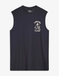 Jean Pascale Tanktop - Afdrukken achteraan - donkerblauw Sale