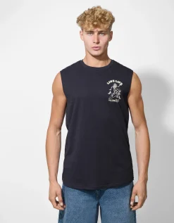 Jean Pascale Tanktop - Afdrukken achteraan - donkerblauw Sale