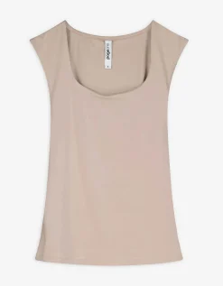 Page One Top - Hoekige hals - beige Sale