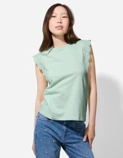 Ever Me T-shirt - Broderie - groen Online