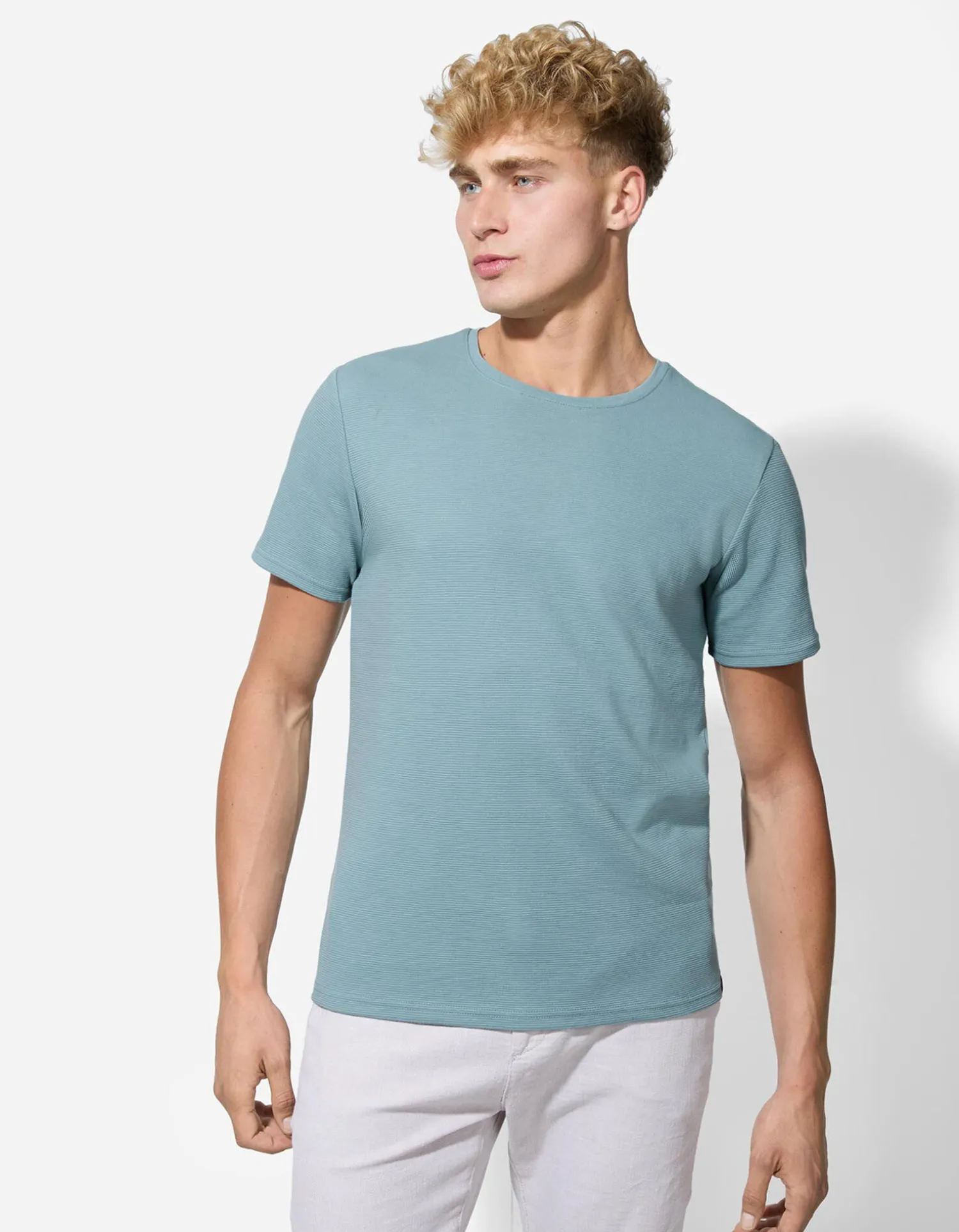 Jean Pascale T-shirt - Effen - turkoois Fashion